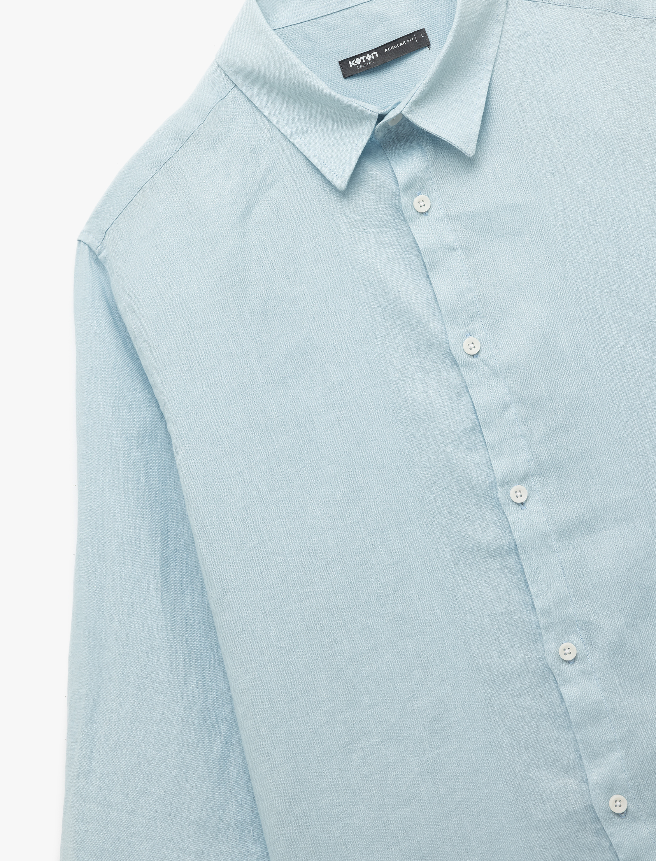   Klasik Yaka Regular Fit Uzun Kollu Keten Gömlek