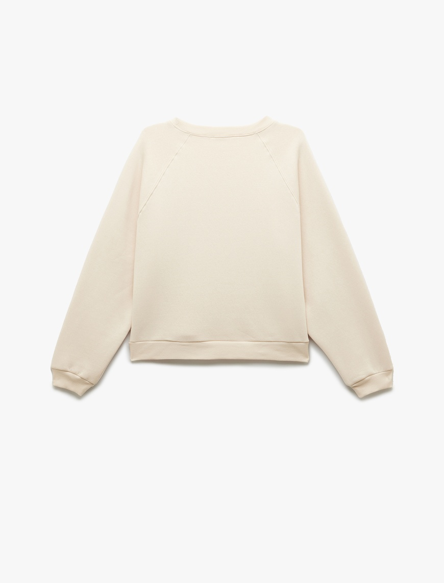   Üç İplik Şardonlu Dikiş Detaylı Bisiklet Yaka Oversize Sweatshirt