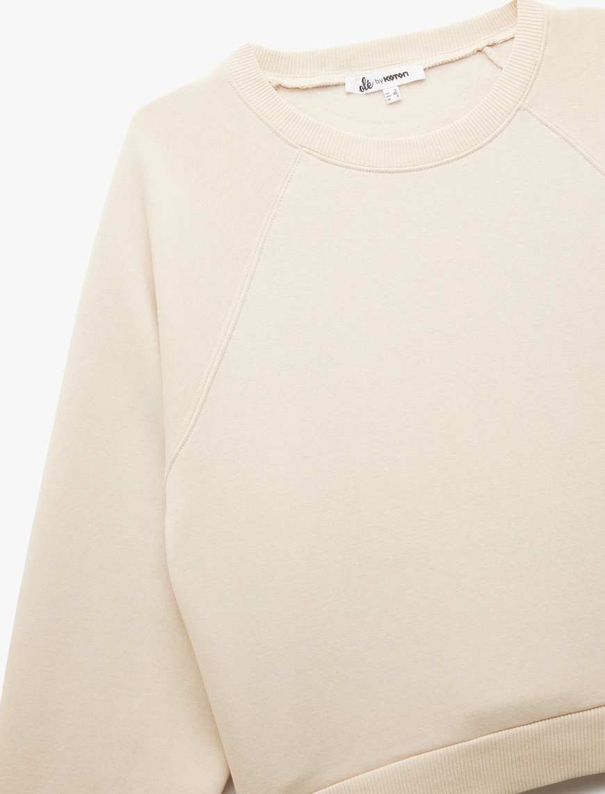   Üç İplik Şardonlu Dikiş Detaylı Bisiklet Yaka Oversize Sweatshirt