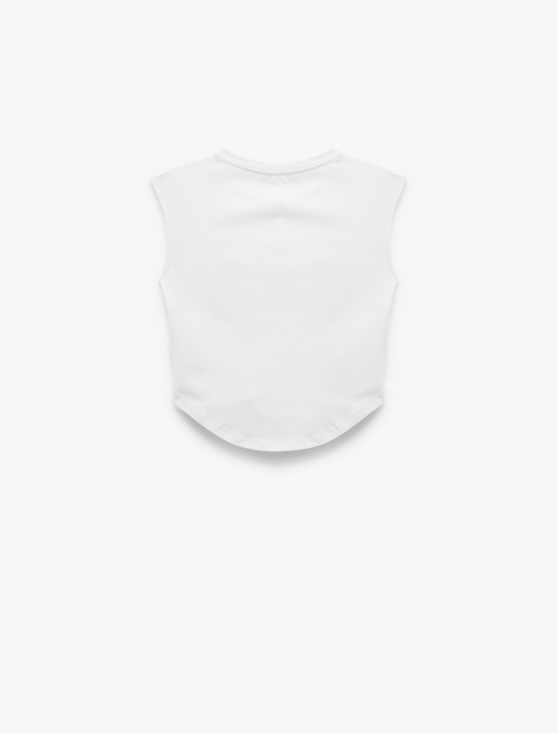   Bisiklet Yaka Korse Detaylı Slim Fit Kolsuz Crop Tişört