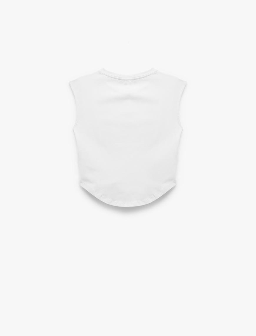   Bisiklet Yaka Korse Detaylı Slim Fit Kolsuz Crop Tişört
