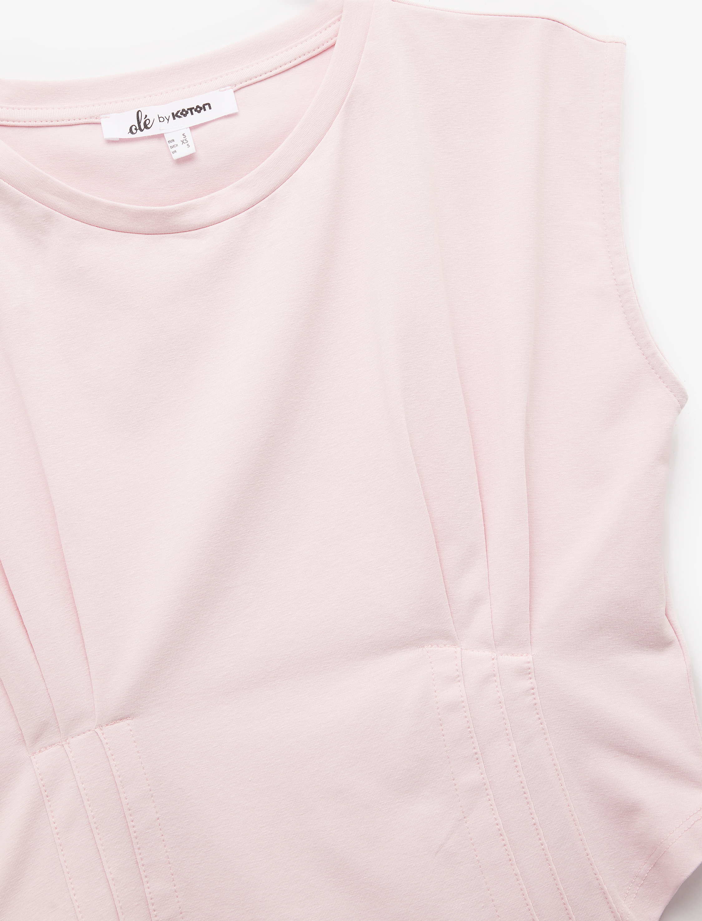   Bisiklet Yaka Korse Detaylı Slim Fit Kolsuz Crop Tişört