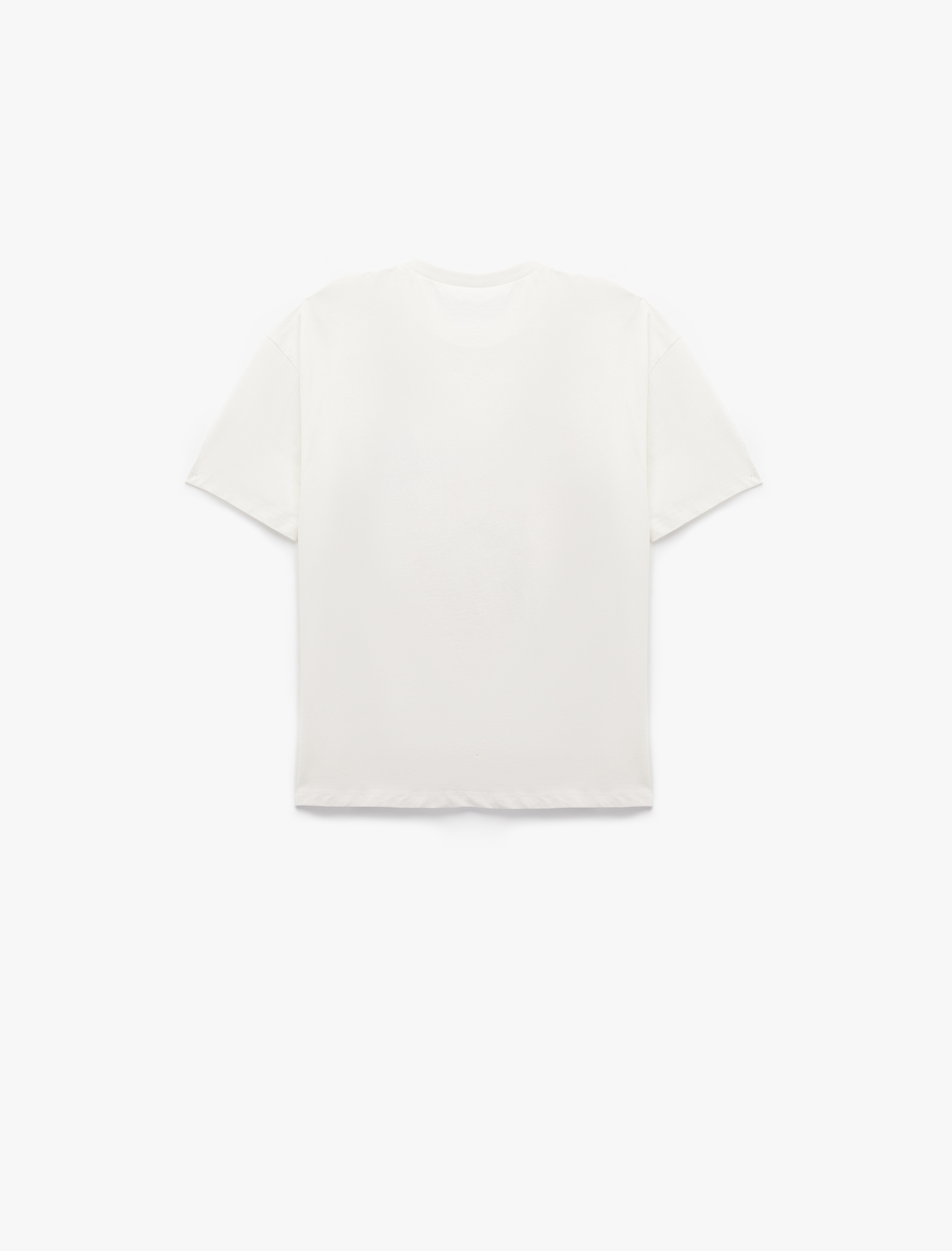   Pamuklu Kısa Kollu Bisiklet Yaka Meyve Baskılı Oversize Tişört