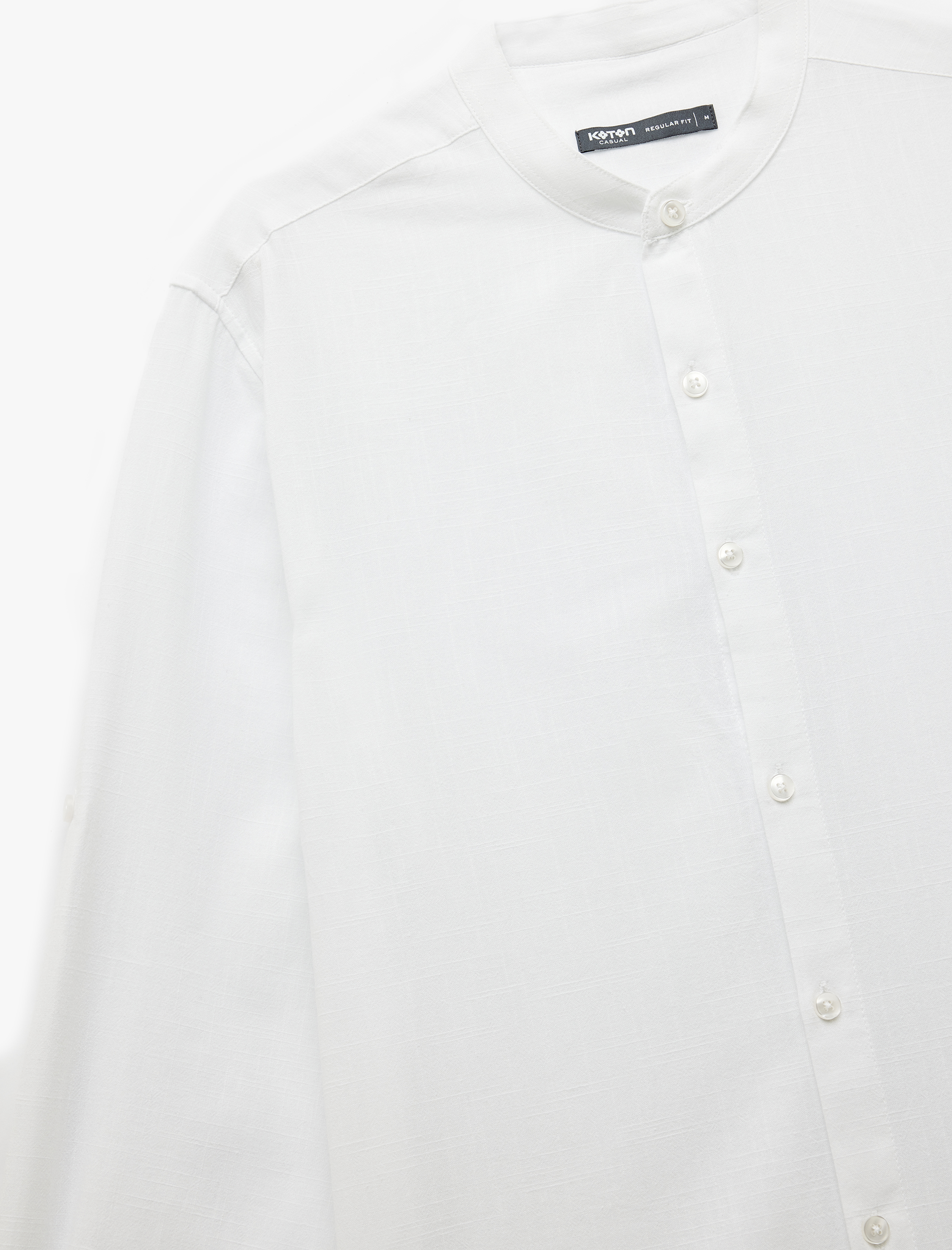   Uzun Kollu Düğmeli Regular Fit Pamuklu Hakim Yaka Gömlek