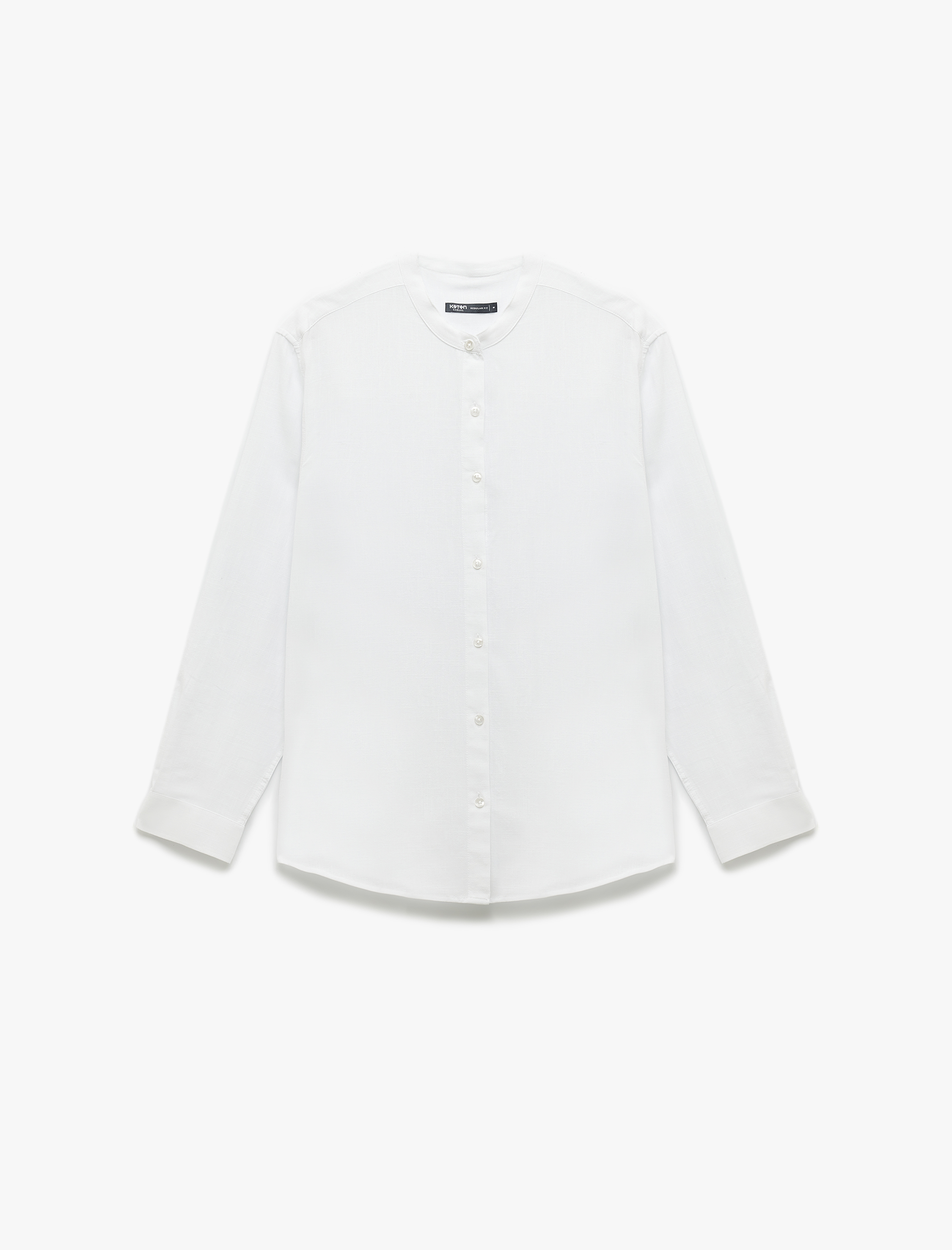   Uzun Kollu Düğmeli Regular Fit Pamuklu Hakim Yaka Gömlek