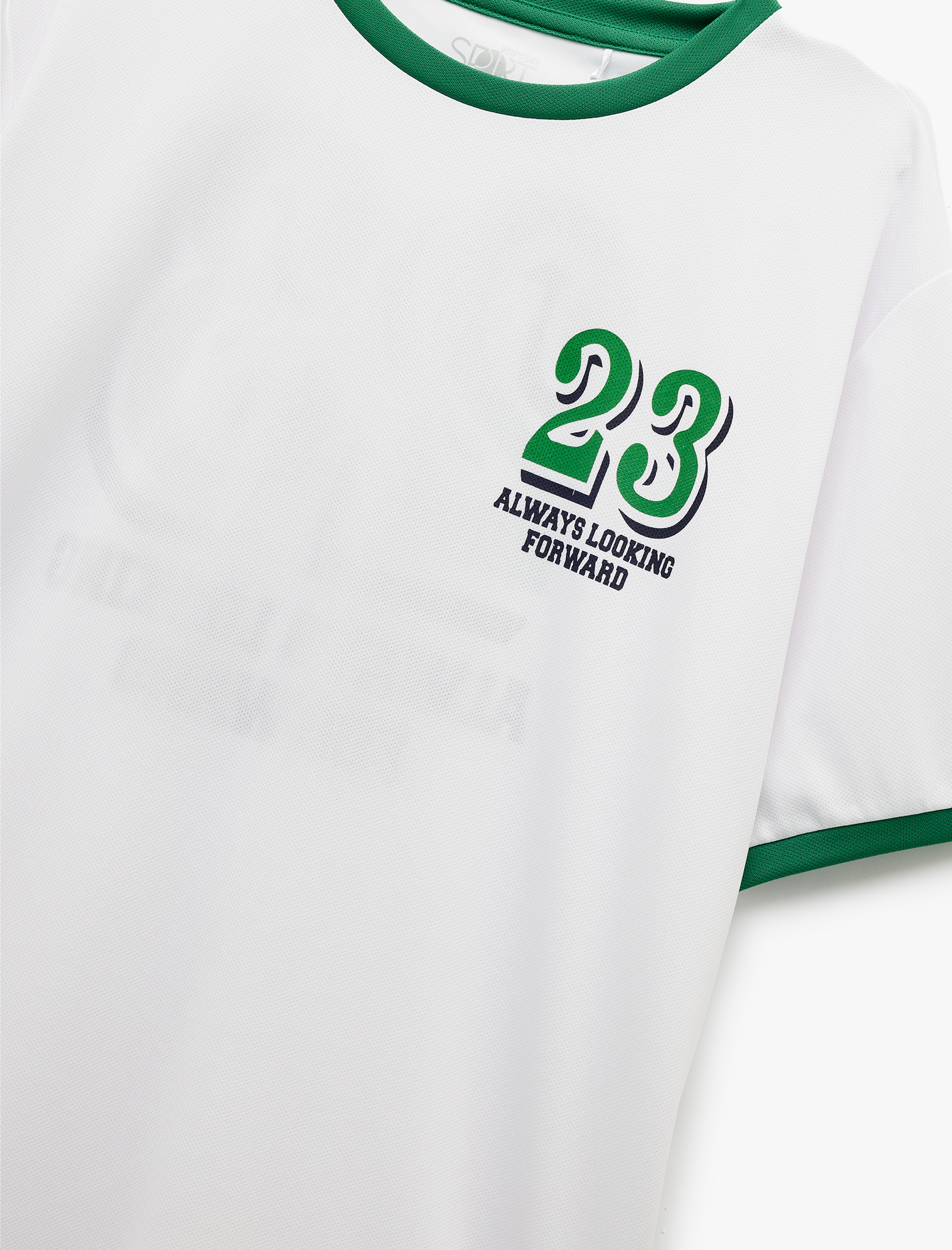   Kısa Kollu Bisiklet Yaka Biyeli Arkası Baskılı Spor Tişört