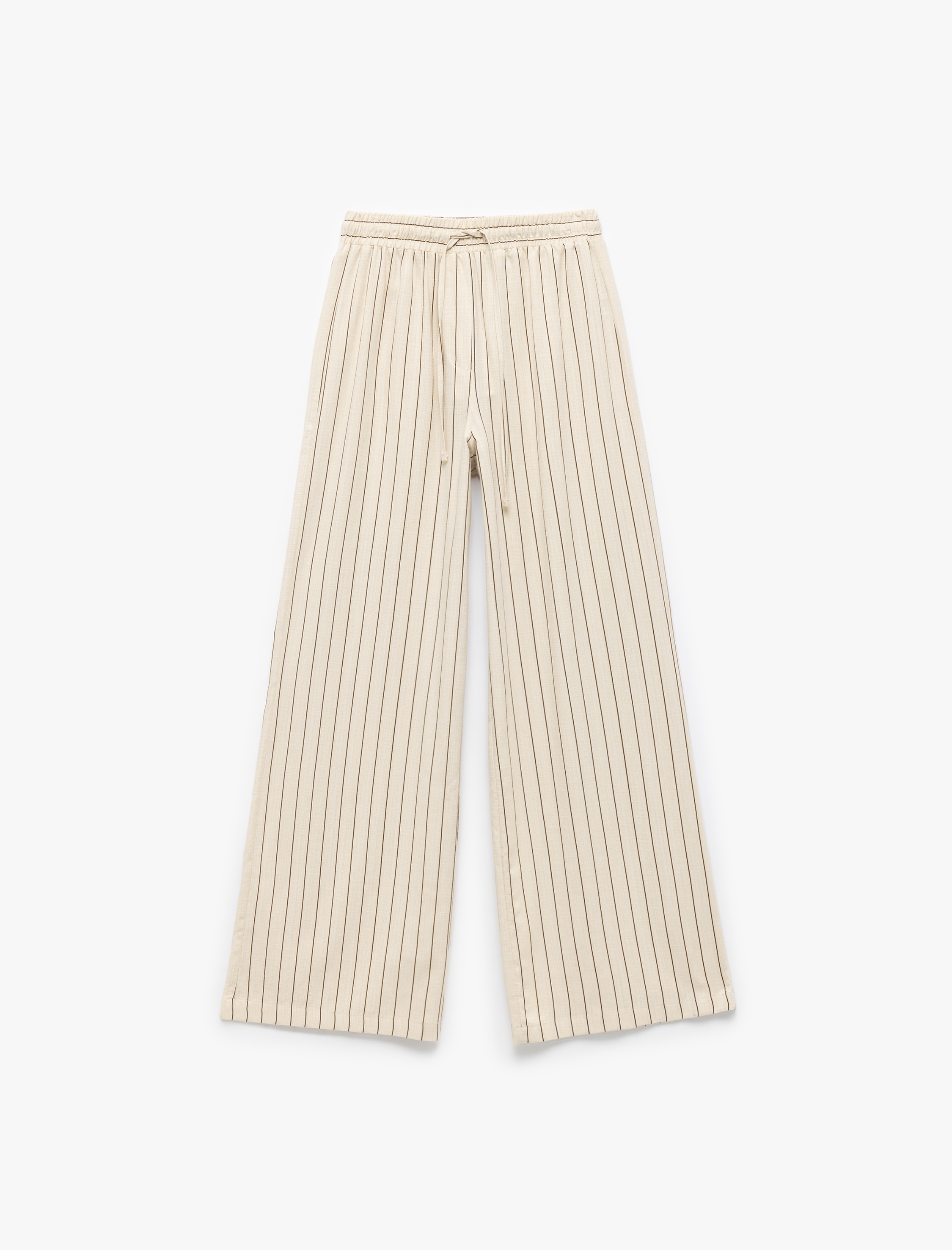   Viskon Karışımlı Normal Bel Rahat Kalıp Cepli Çizgili Pantolon