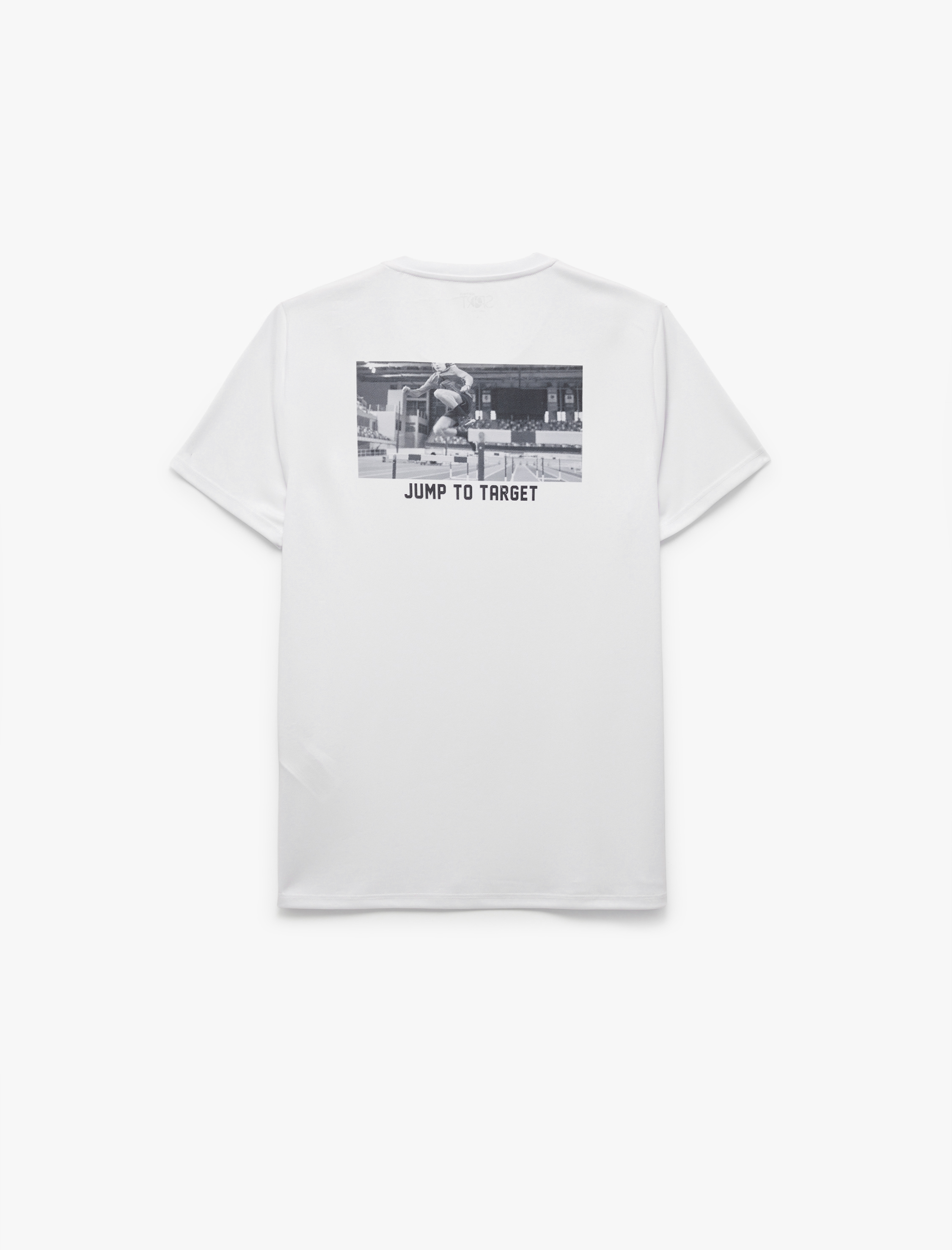   Kısa Kollu Regular Fit Bisiklet Yaka Arkası Baskılı Spor Tişört