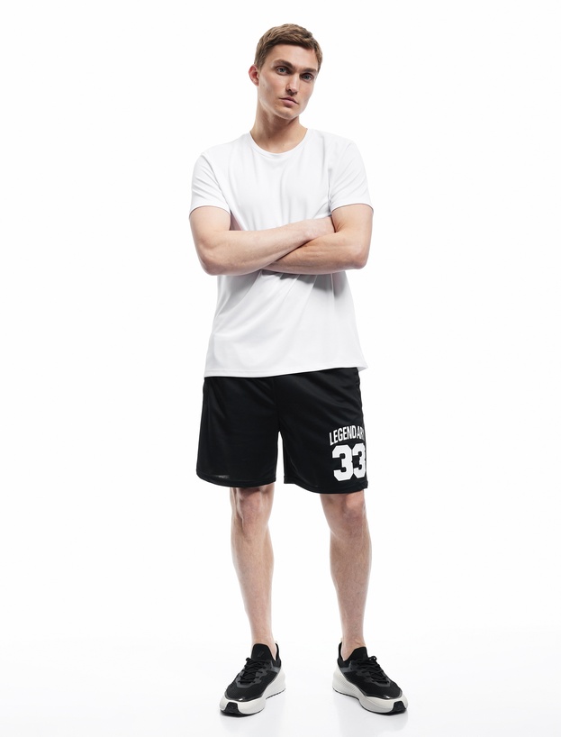 Kısa Kollu Regular Fit Bisiklet Yaka Arkası Baskılı Spor Tişört_1