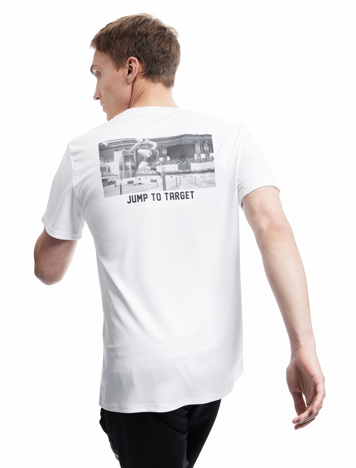  Kısa Kollu Regular Fit Bisiklet Yaka Arkası Baskılı Spor Tişört