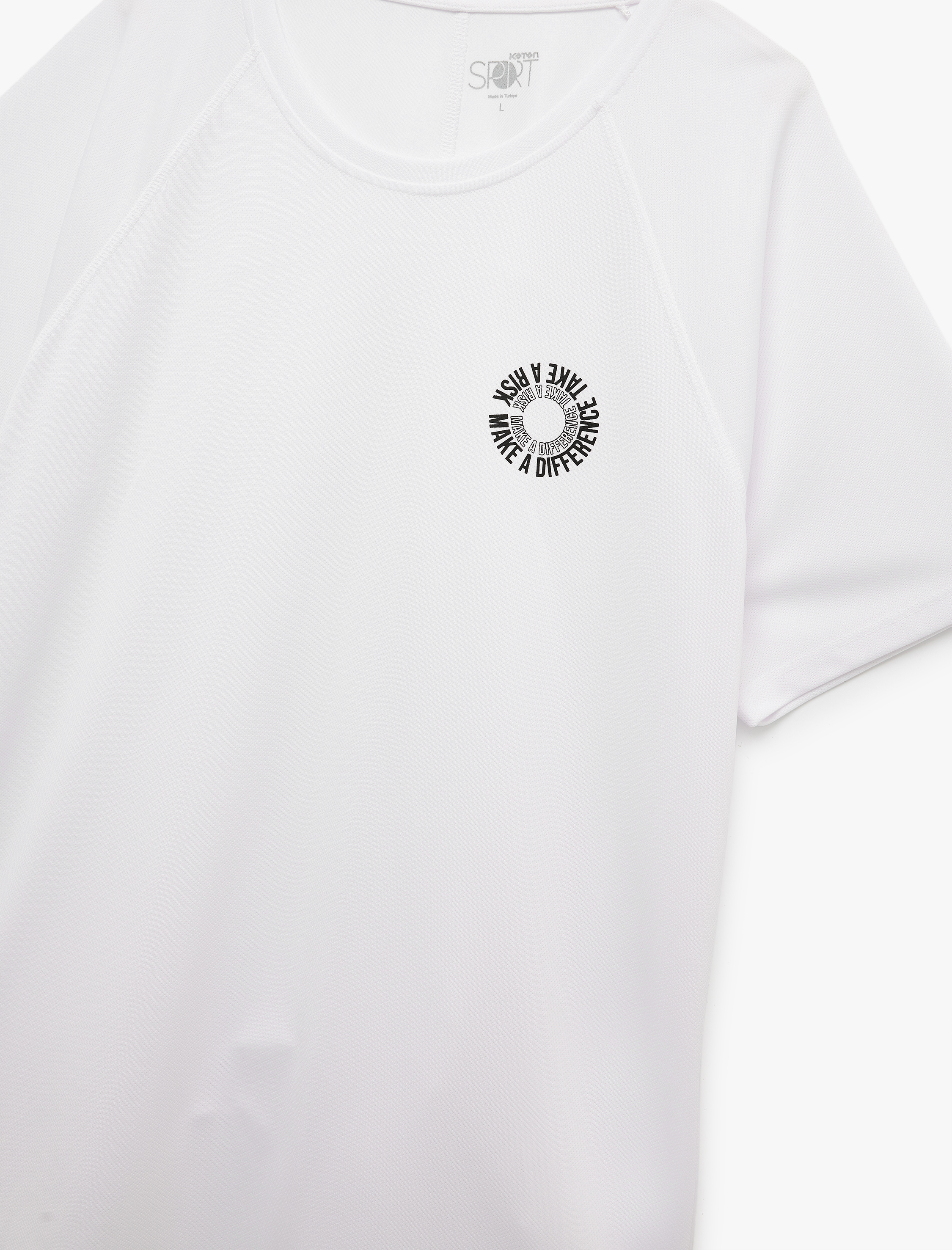   Kısa Kollu Regular Fit Dikiş Detaylı Bisiklet Yaka Baskılı Spor Tişört