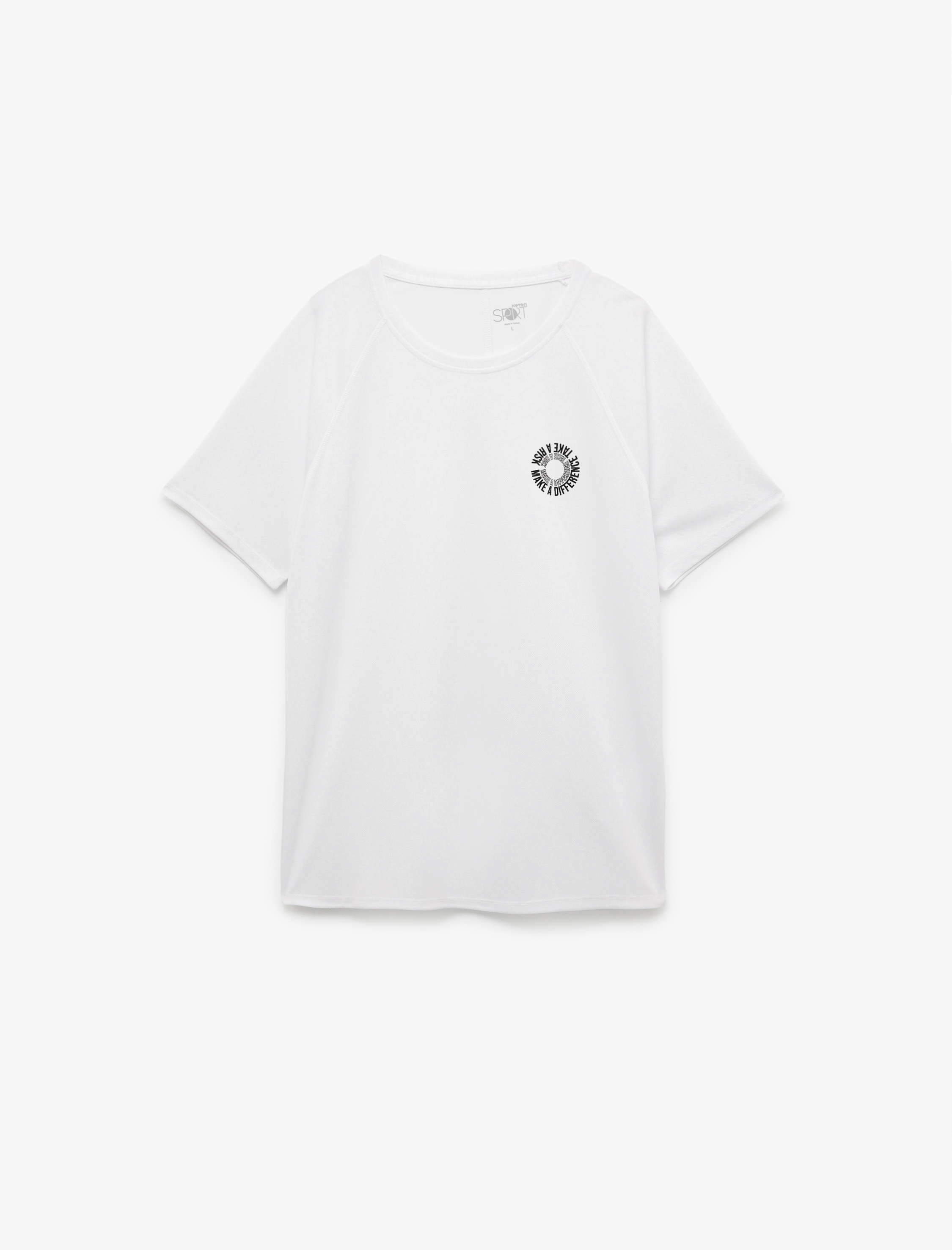   Kısa Kollu Regular Fit Dikiş Detaylı Bisiklet Yaka Baskılı Spor Tişört