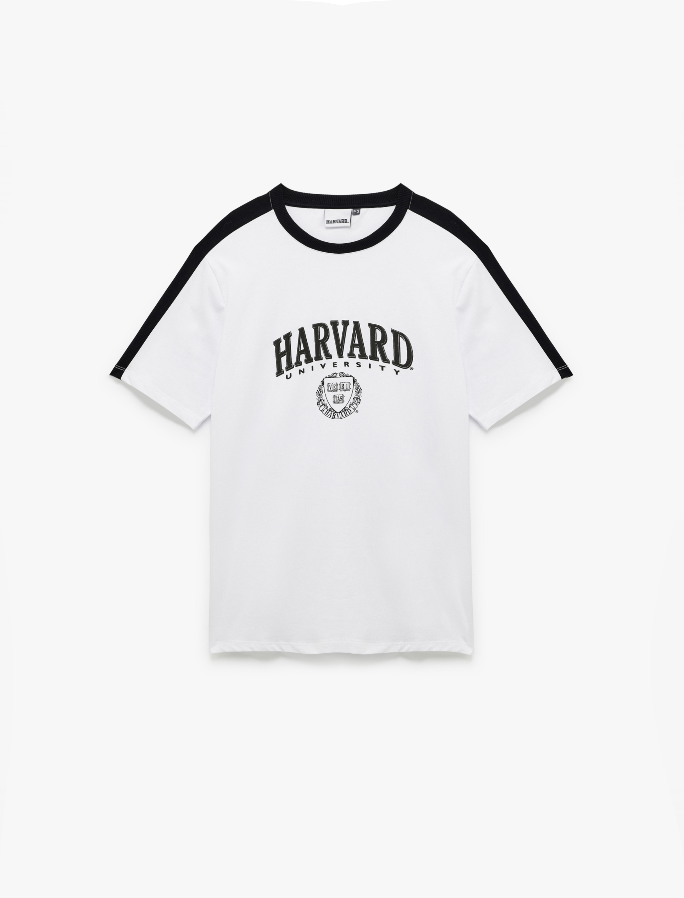 Kısa Kollu Pamuklu Regular Fit Şerit Detaylı Bisiklet Yaka Baskılı Lisanslı Harvard Tişört