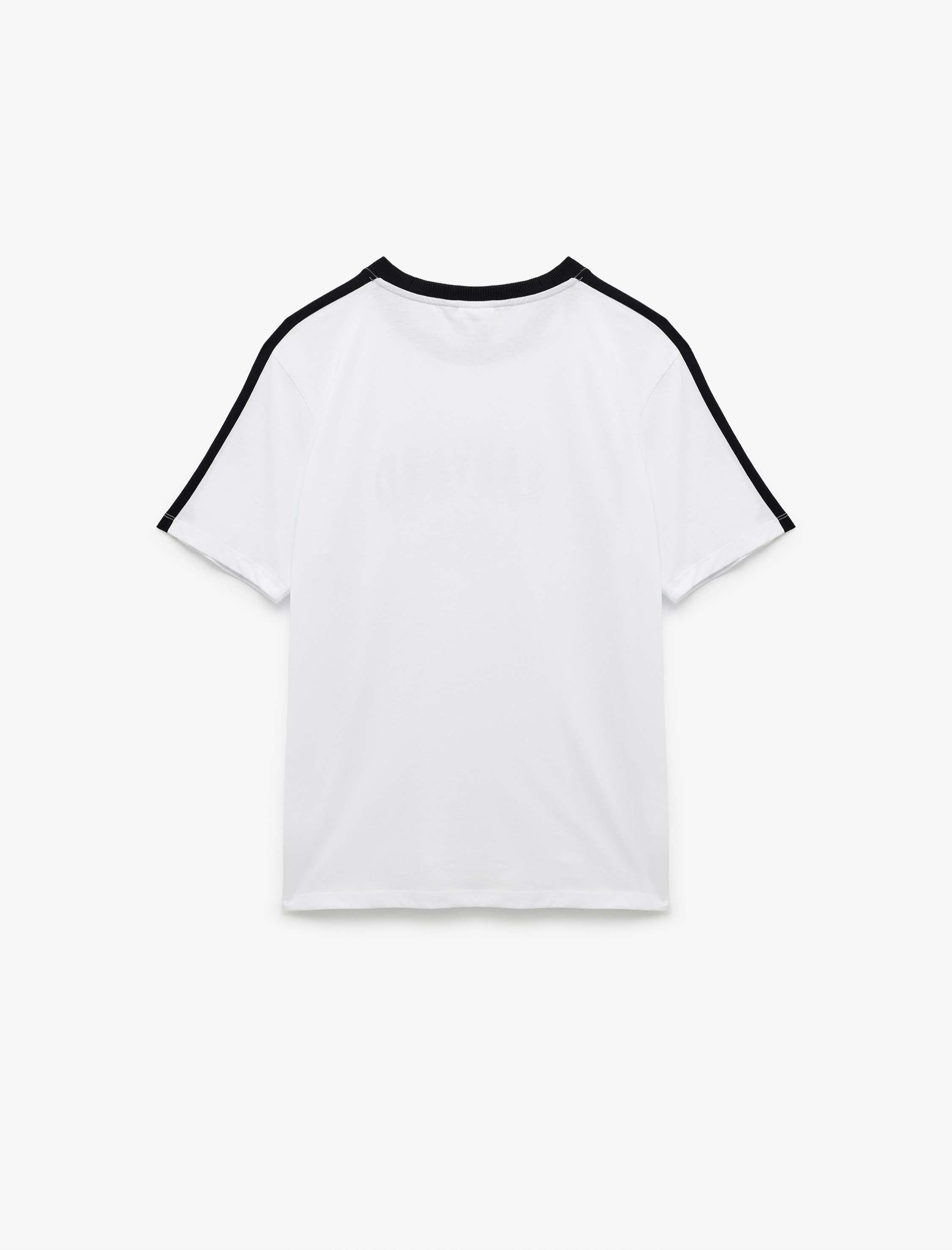   Kısa Kollu Pamuklu Regular Fit Şerit Detaylı Bisiklet Yaka Baskılı Lisanslı Harvard Tişört