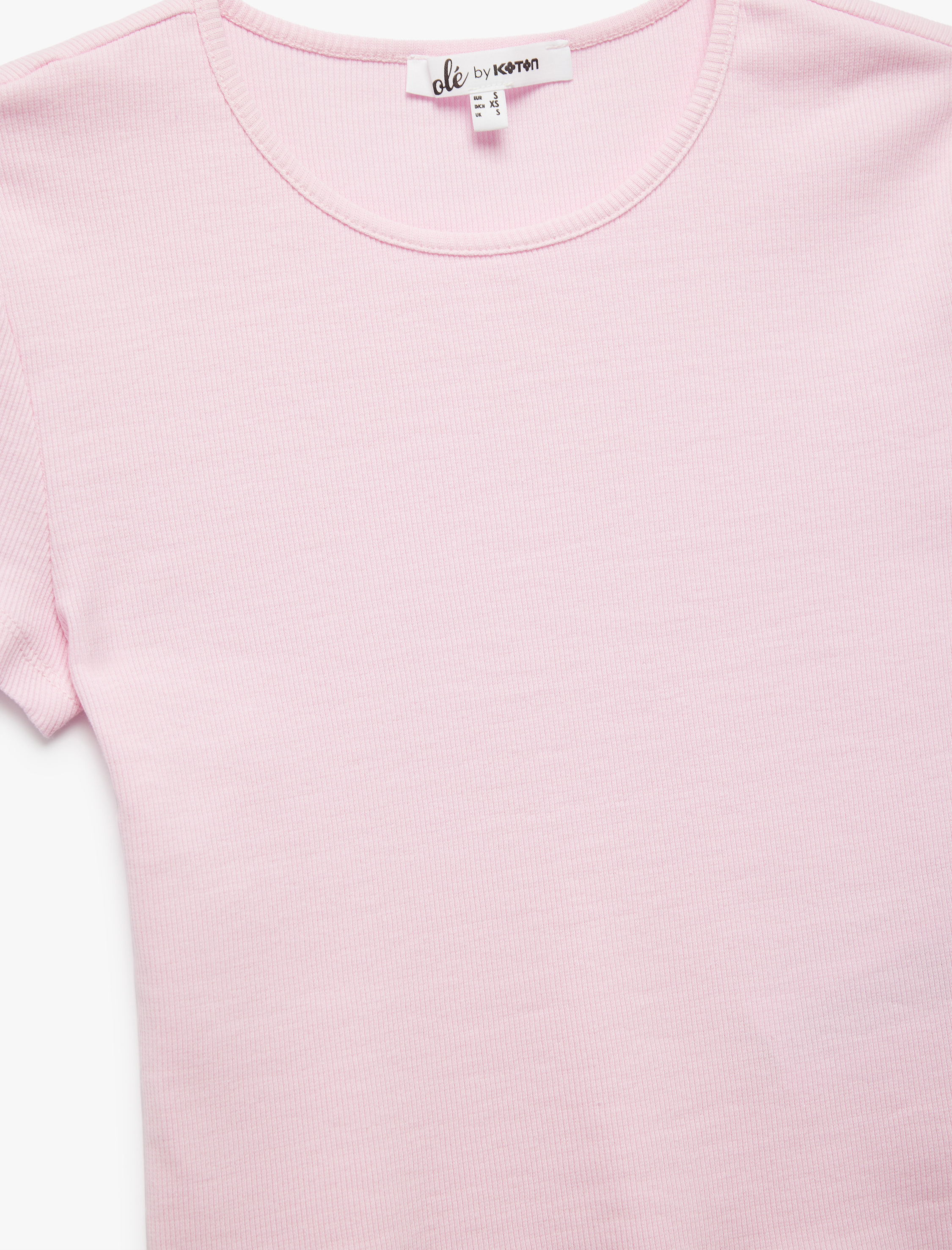   Crop Bisiklet Yaka Kısa Kollu Slim Fit Basic Kadın Tişört