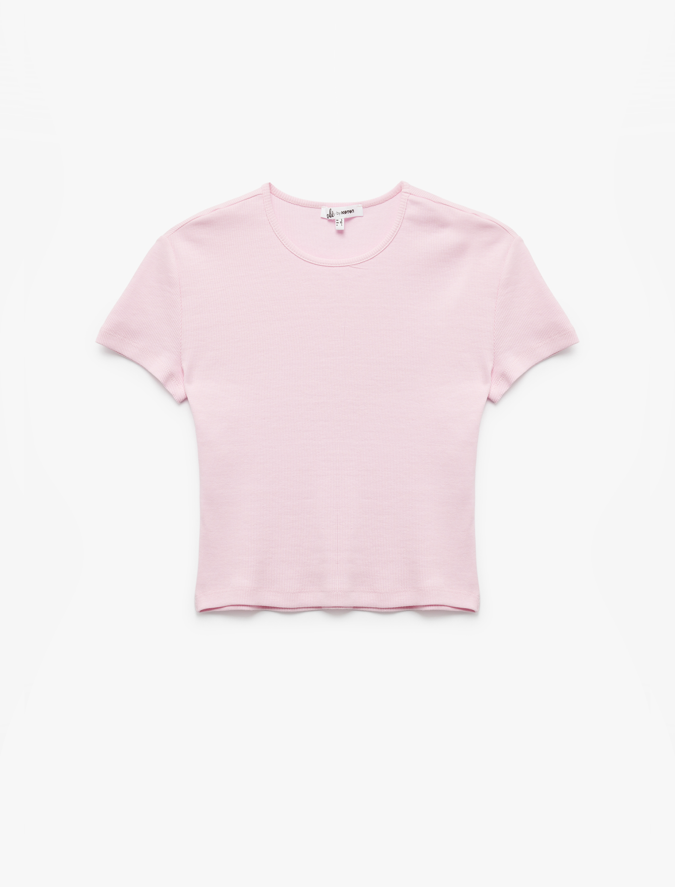   Crop Bisiklet Yaka Kısa Kollu Slim Fit Basic Kadın Tişört