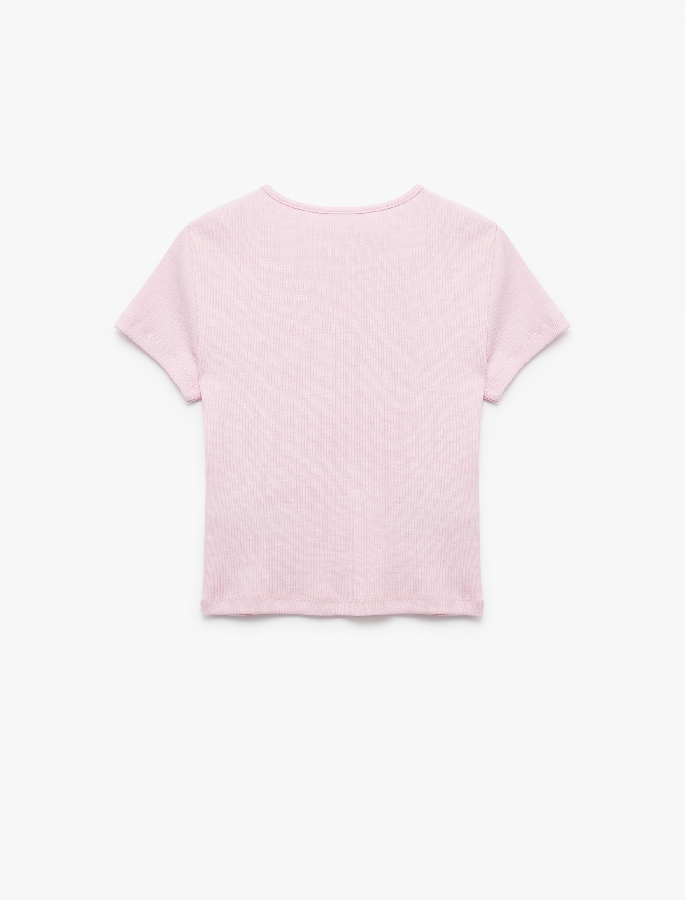   Crop Bisiklet Yaka Kısa Kollu Slim Fit Basic Kadın Tişört