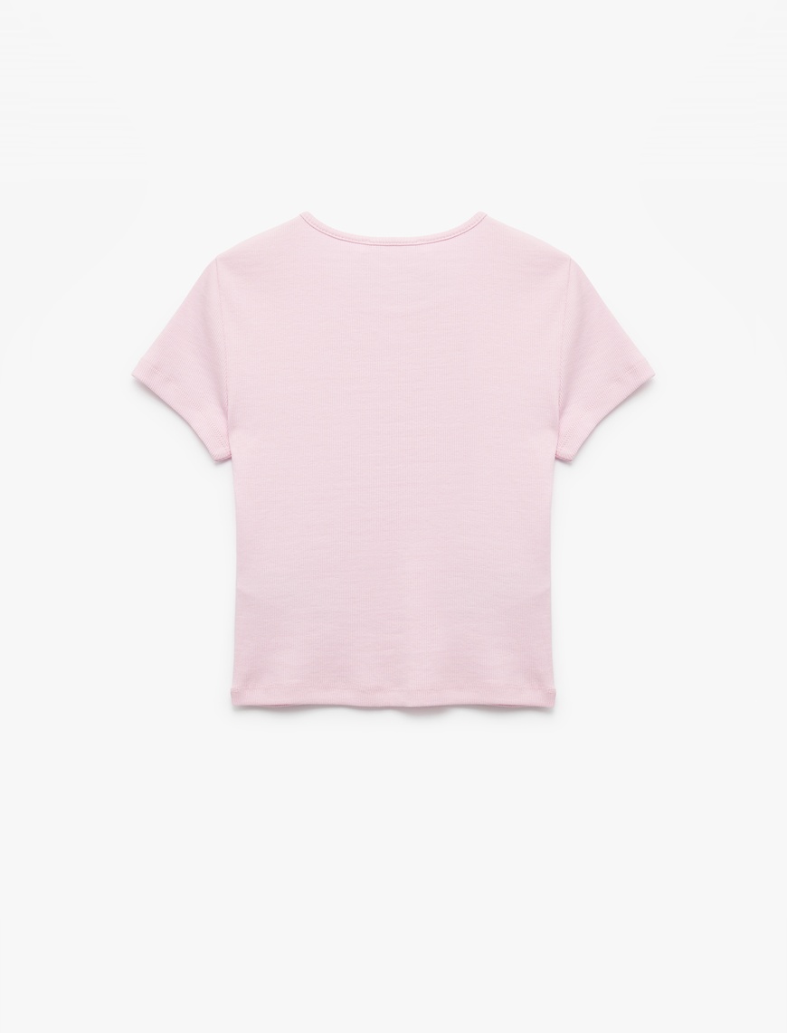   Crop Bisiklet Yaka Kısa Kollu Slim Fit Basic Kadın Tişört