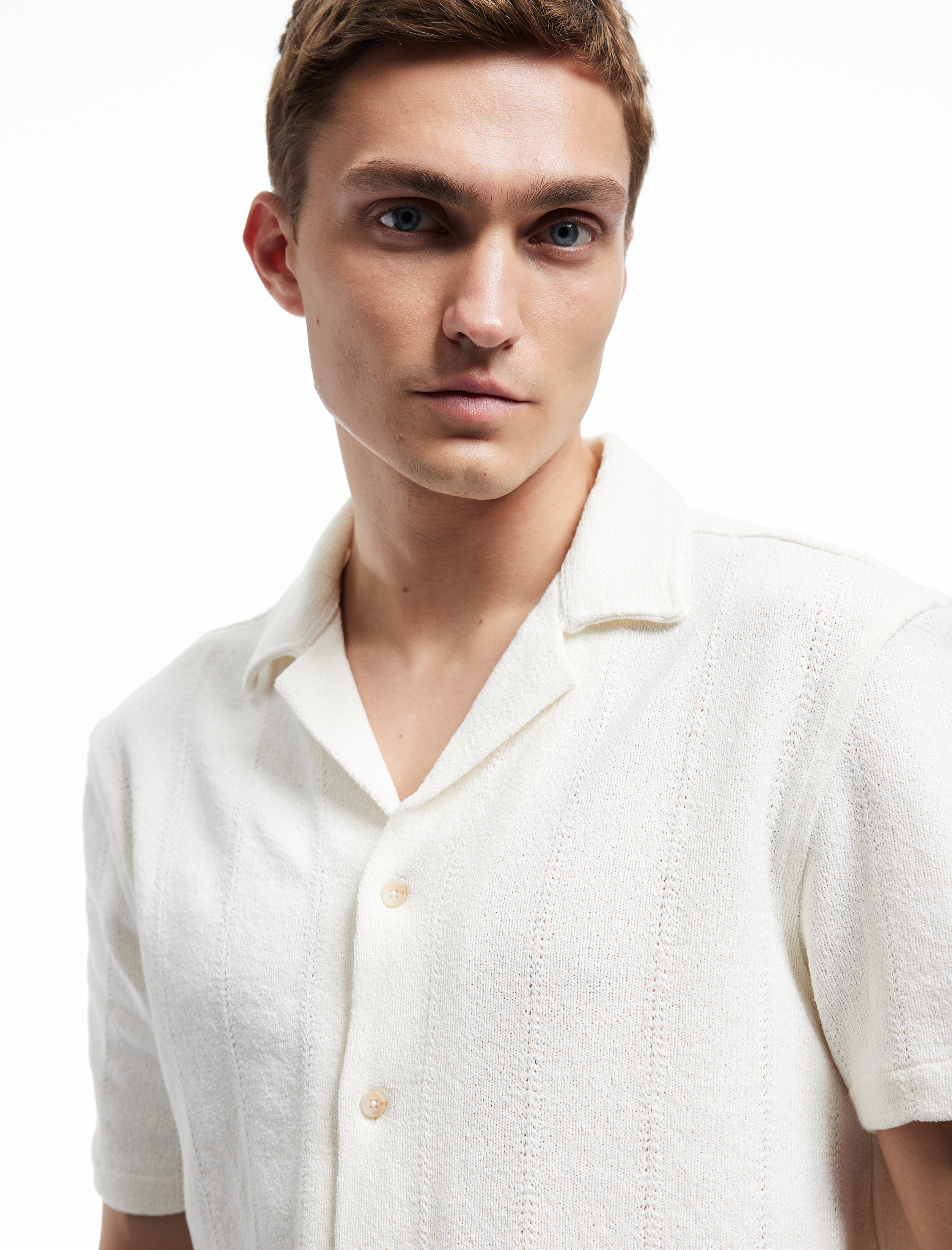   Devrik Yaka Regular Fit Havlu Kumaş Pamuklu Kısa Kollu Gömlek