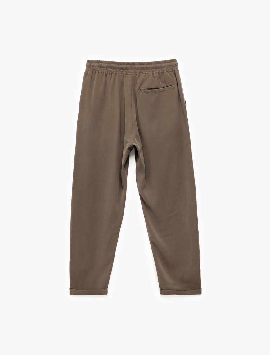   Viskon Cep Detaylı Rayon Tapered Beli Bağcıklı Eşofman Pantolon