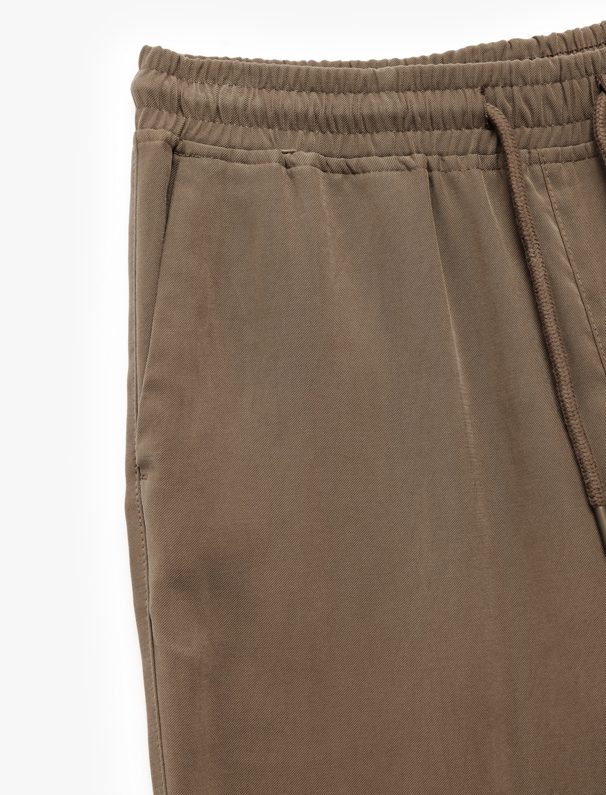   Viskon Cep Detaylı Rayon Tapered Beli Bağcıklı Eşofman Pantolon