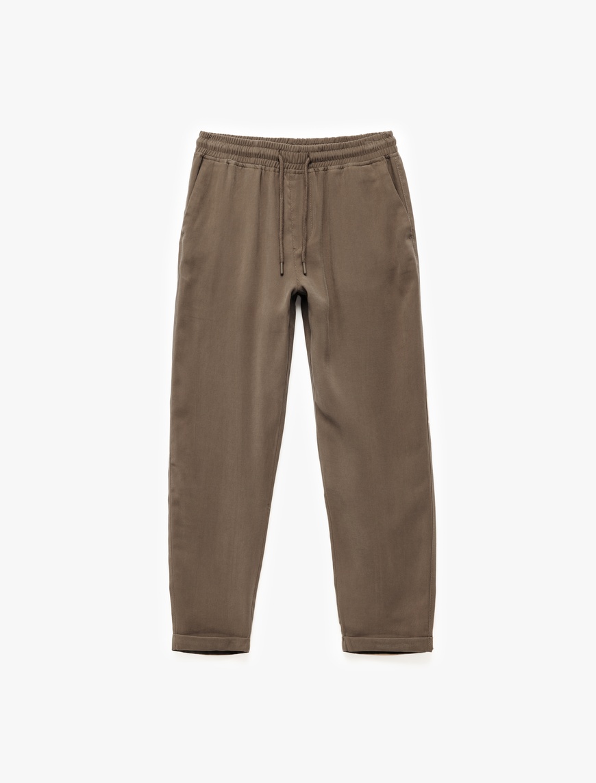   Viskon Cep Detaylı Rayon Tapered Beli Bağcıklı Eşofman Pantolon