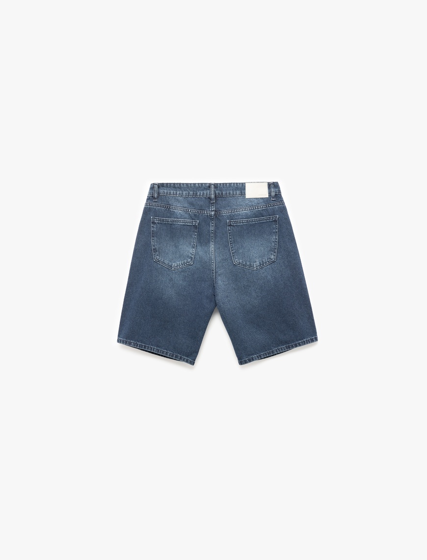   Normal Bel Pamuklu Bermuda Oversize Jean Şort