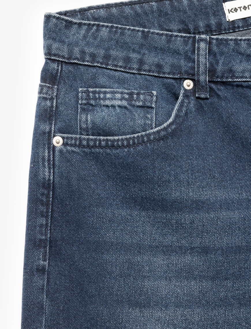   Normal Bel Pamuklu Bermuda Oversize Jean Şort