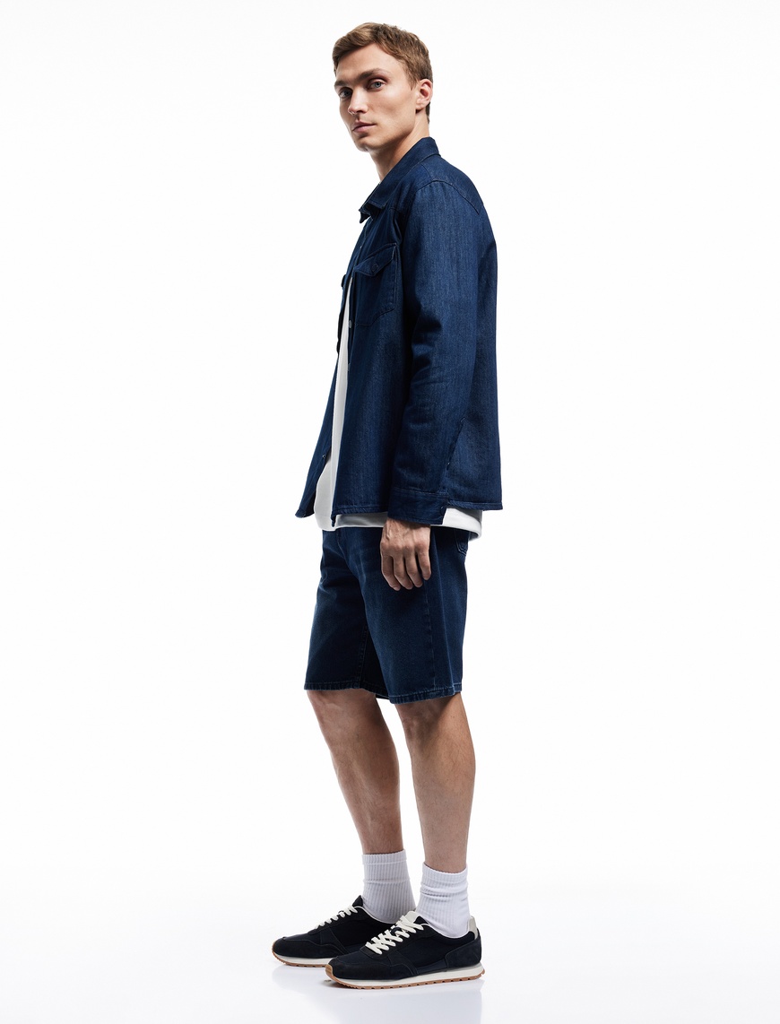   Normal Bel Pamuklu Bermuda Oversize Jean Şort