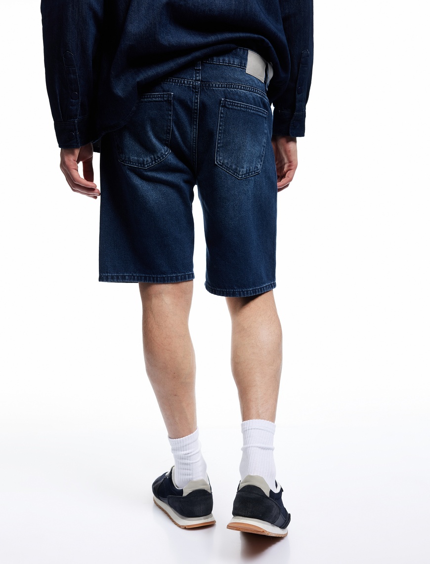   Normal Bel Pamuklu Bermuda Oversize Jean Şort