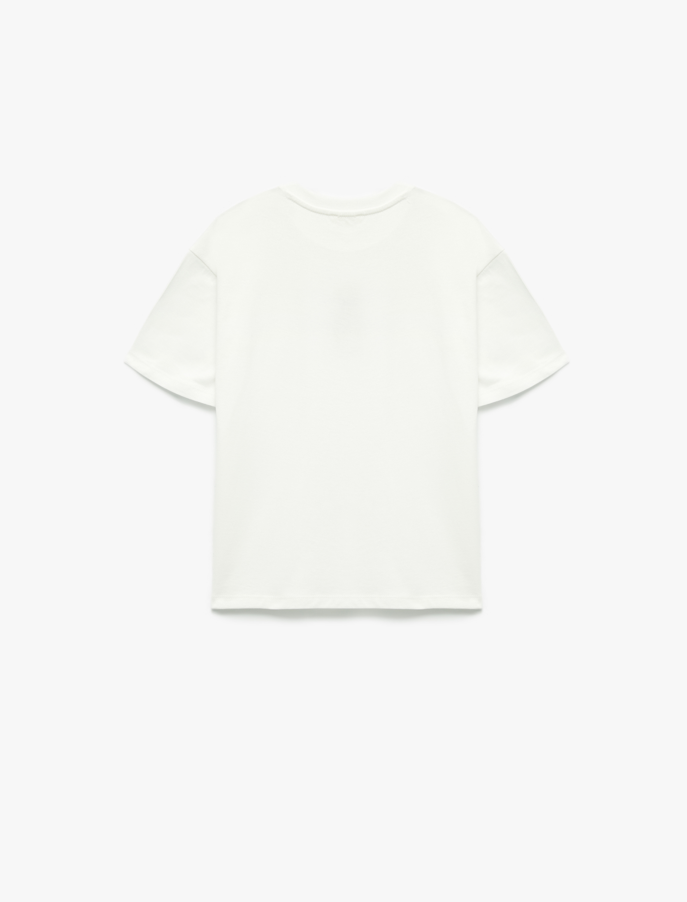  Kız Çocuk Pamuklu Kısa Kollu Bisiklet Yaka Kalp Baskılı Tişört