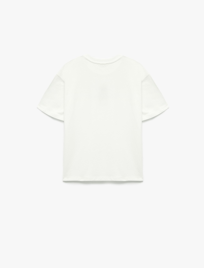 Kız Çocuk Pamuklu Kısa Kollu Bisiklet Yaka Kalp Baskılı Tişört