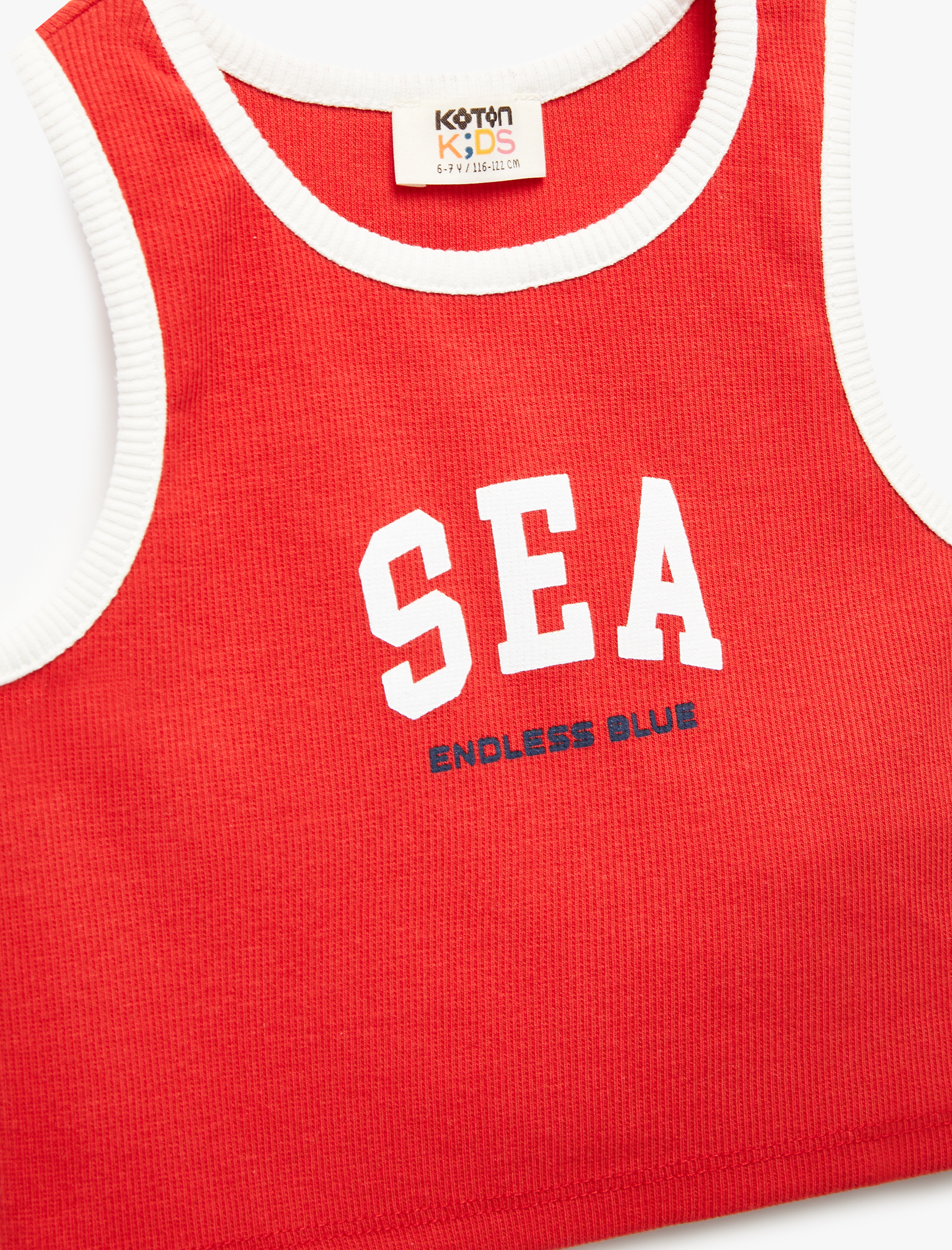  Kız Çocuk Pamuklu Bisiklet Yaka Kolsuz Crop Atlet