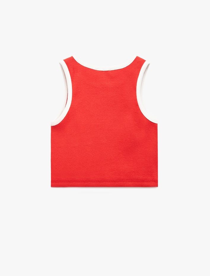 Kız Çocuk Pamuklu Bisiklet Yaka Kolsuz Crop Atlet