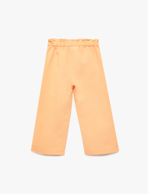 Beli Lastikli Yüksek Bel Keten Karışımlı Pantolon_1