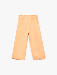 Beli Lastikli Yüksek Bel Keten Karışımlı Pantolon