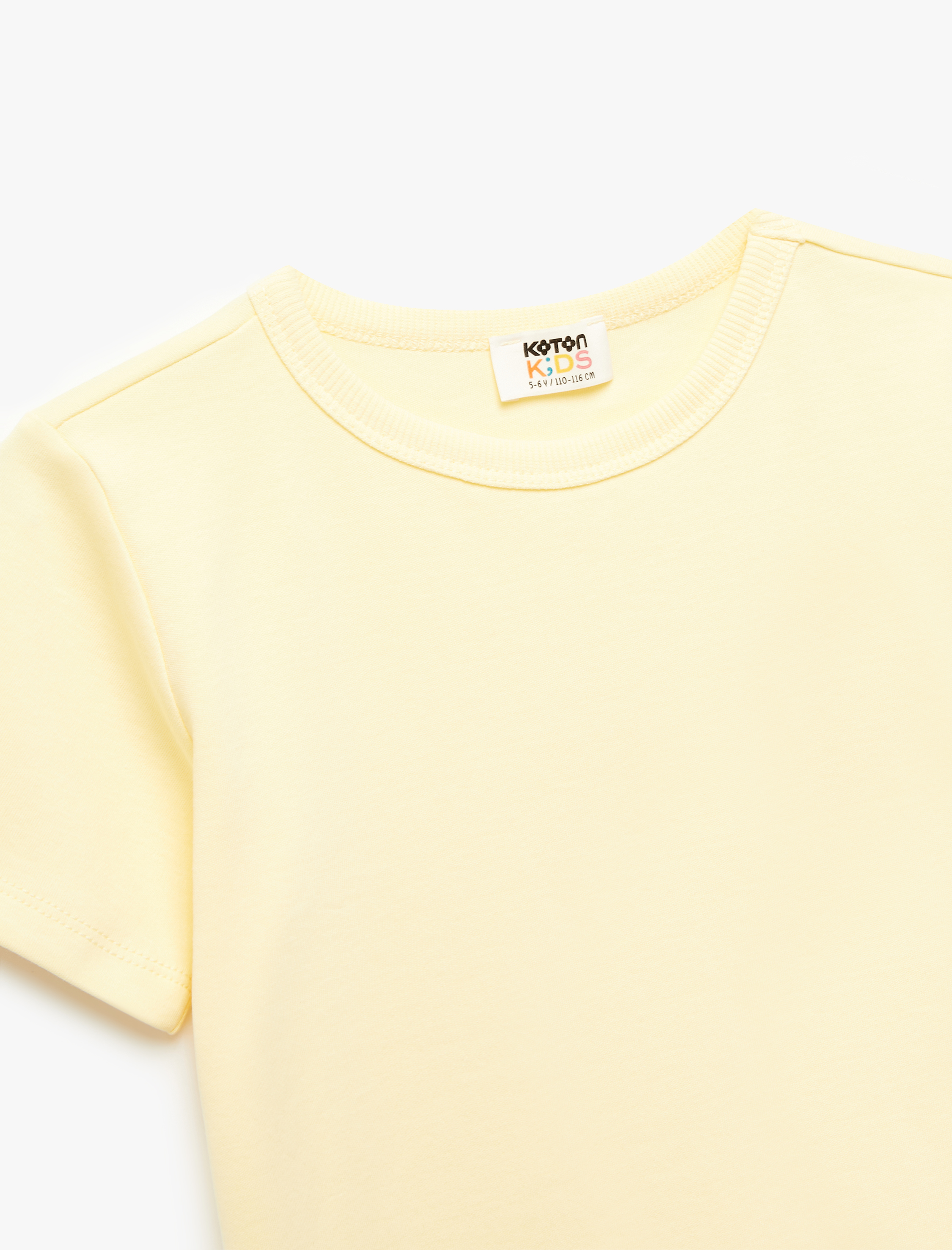  Kız Çocuk Pamuklu Kısa Kollu Bisiklet Yaka Basic Tişört