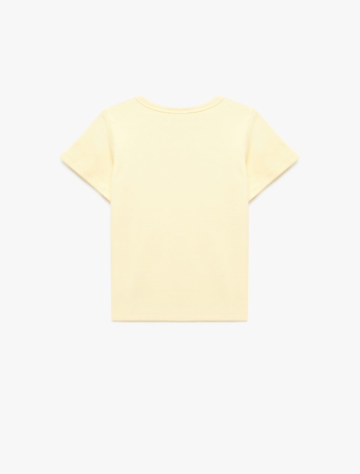 Kız Çocuk Pamuklu Kısa Kollu Bisiklet Yaka Basic Tişört