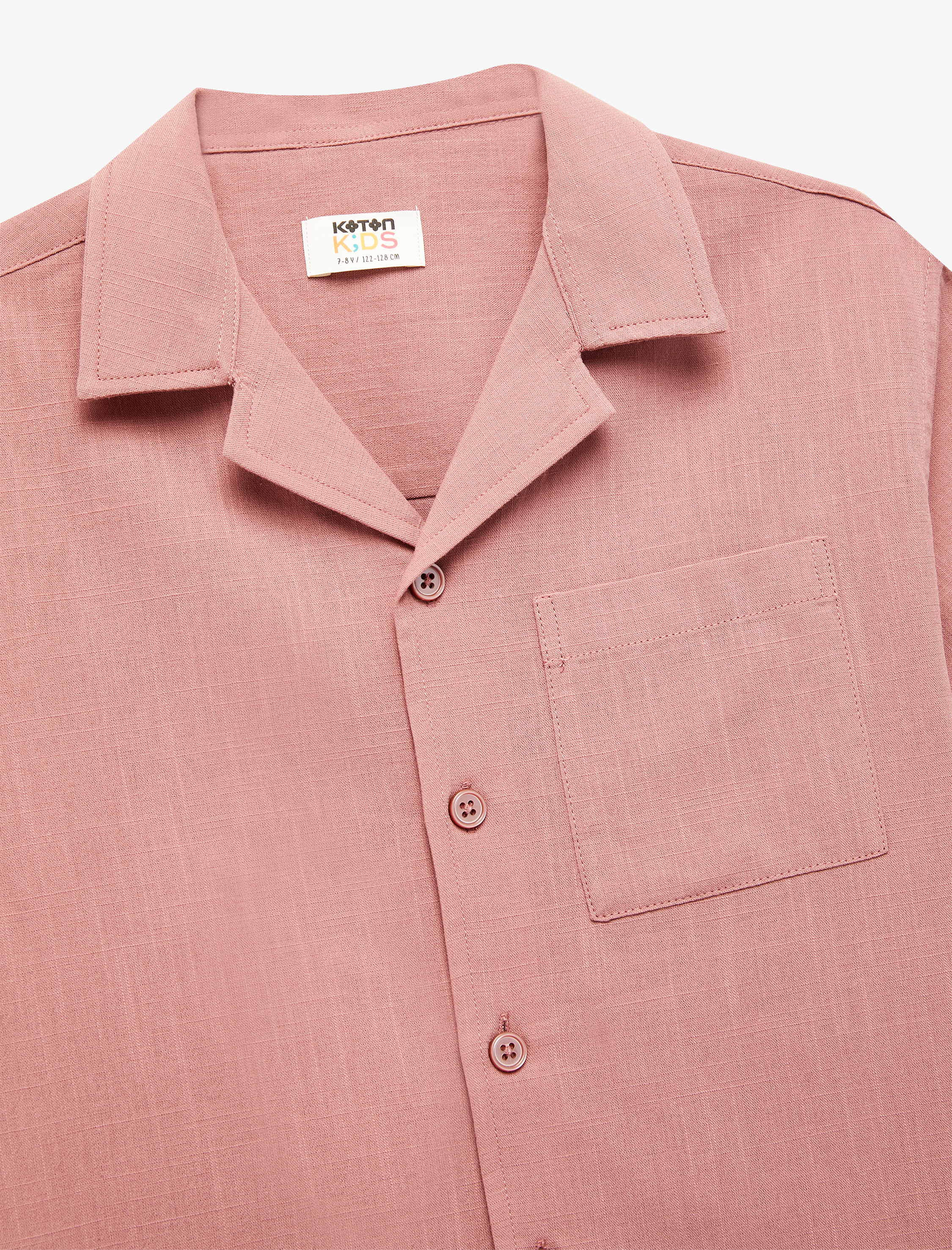  Erkek Çocuk Pamuklu Düğmeli Tek Cepli Kısa Kollu Basic Gömlek