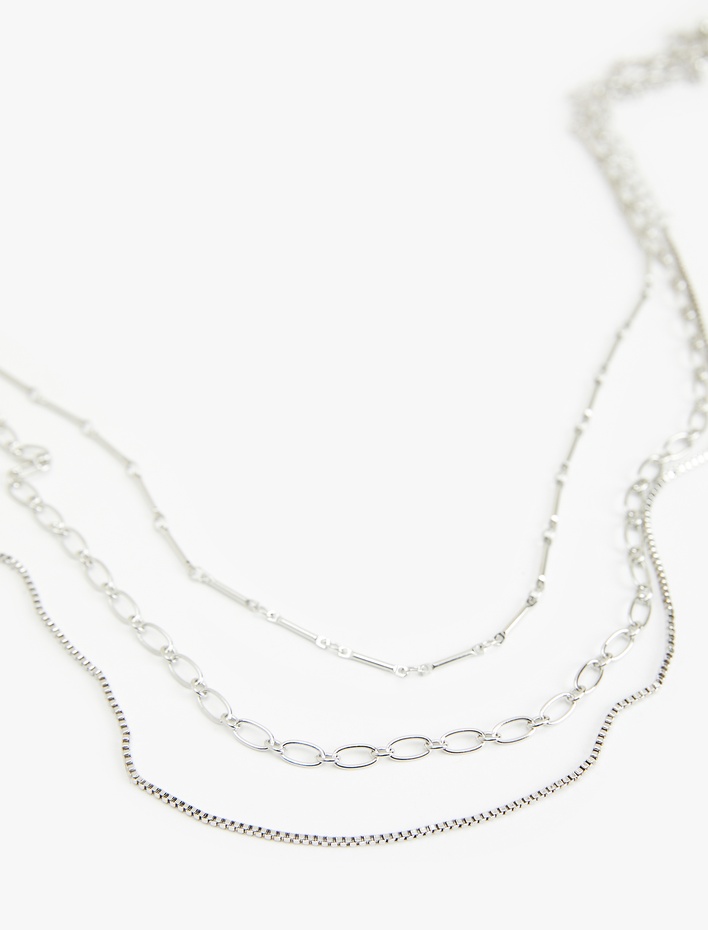 Kadın 3 Sıra Zincir Çelik Kolye