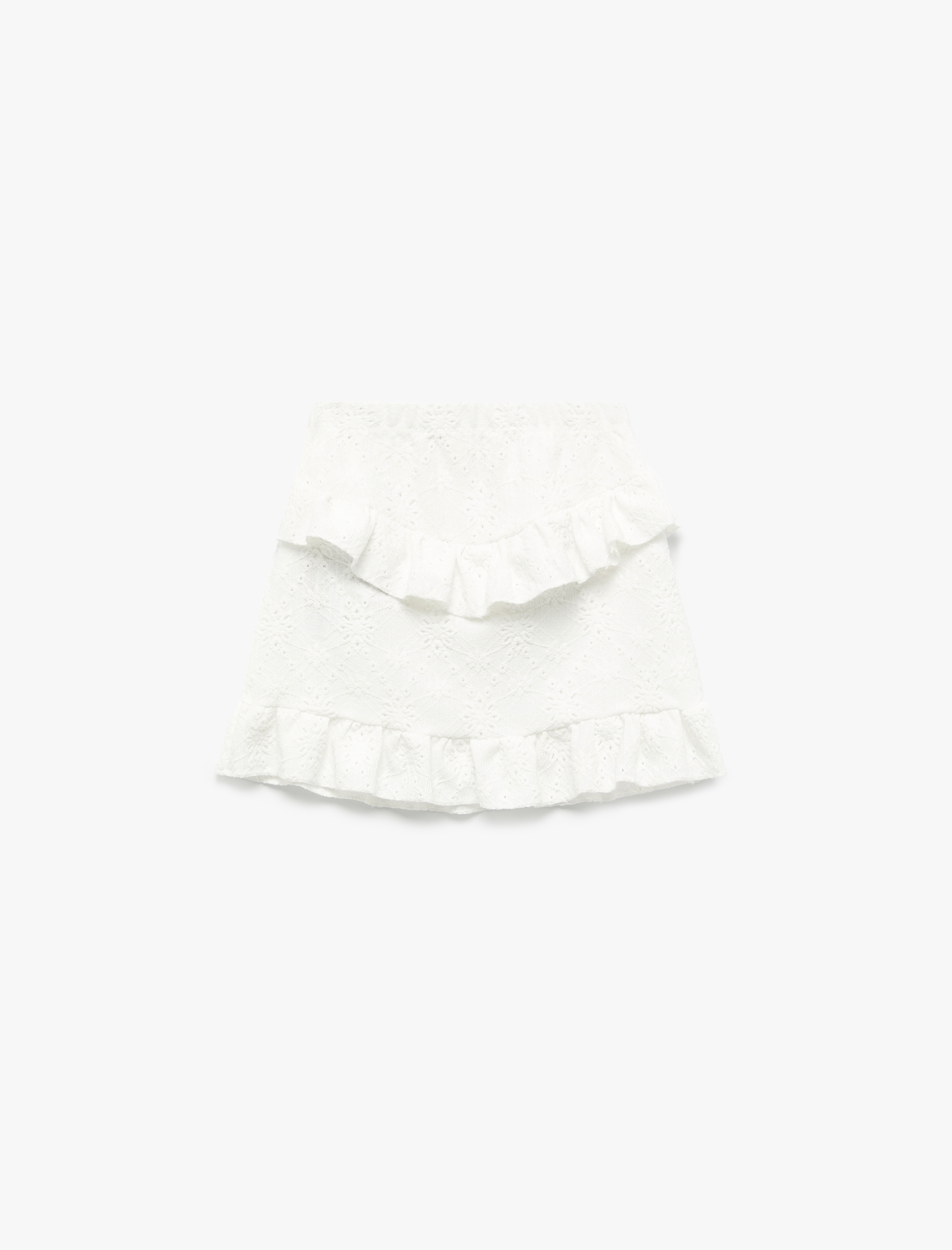  Kız Çocuk Fırfır Detaylı Belş Lastikli Mini Etek