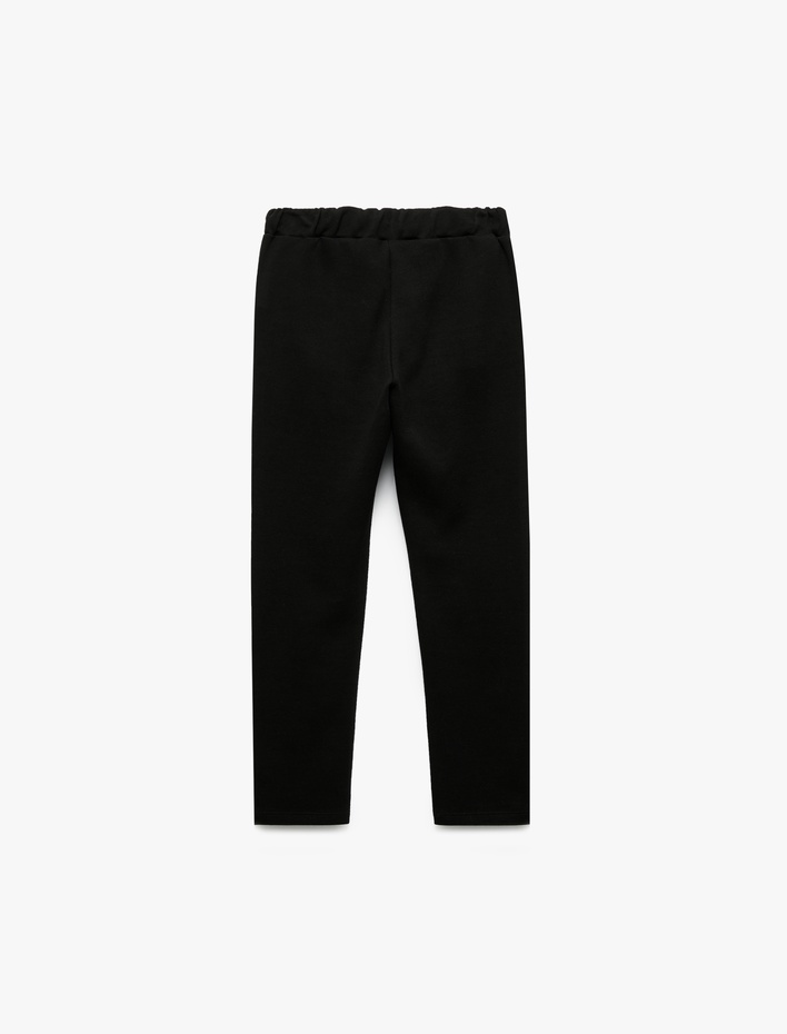 Erkek Çocuk Fermuarlı Beli Bağcıklı Pamuklu Pantolon Görünümlü Okul Eşofman Altı