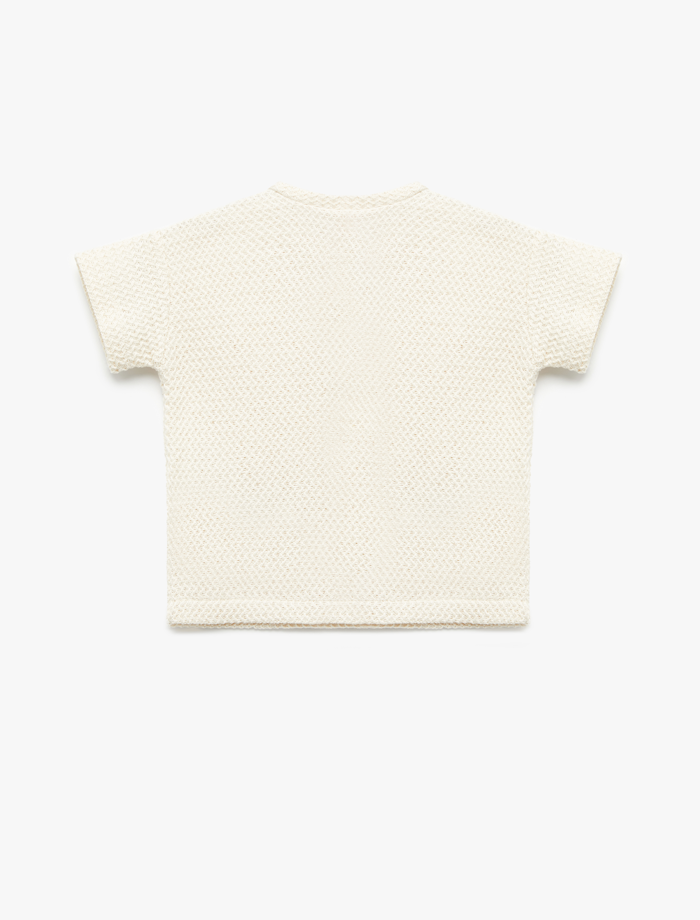  Erkek Bebek Kısa Kollu Dokulu Düğme Detaylı Bisiklet Yaka Pamuklu Tişört