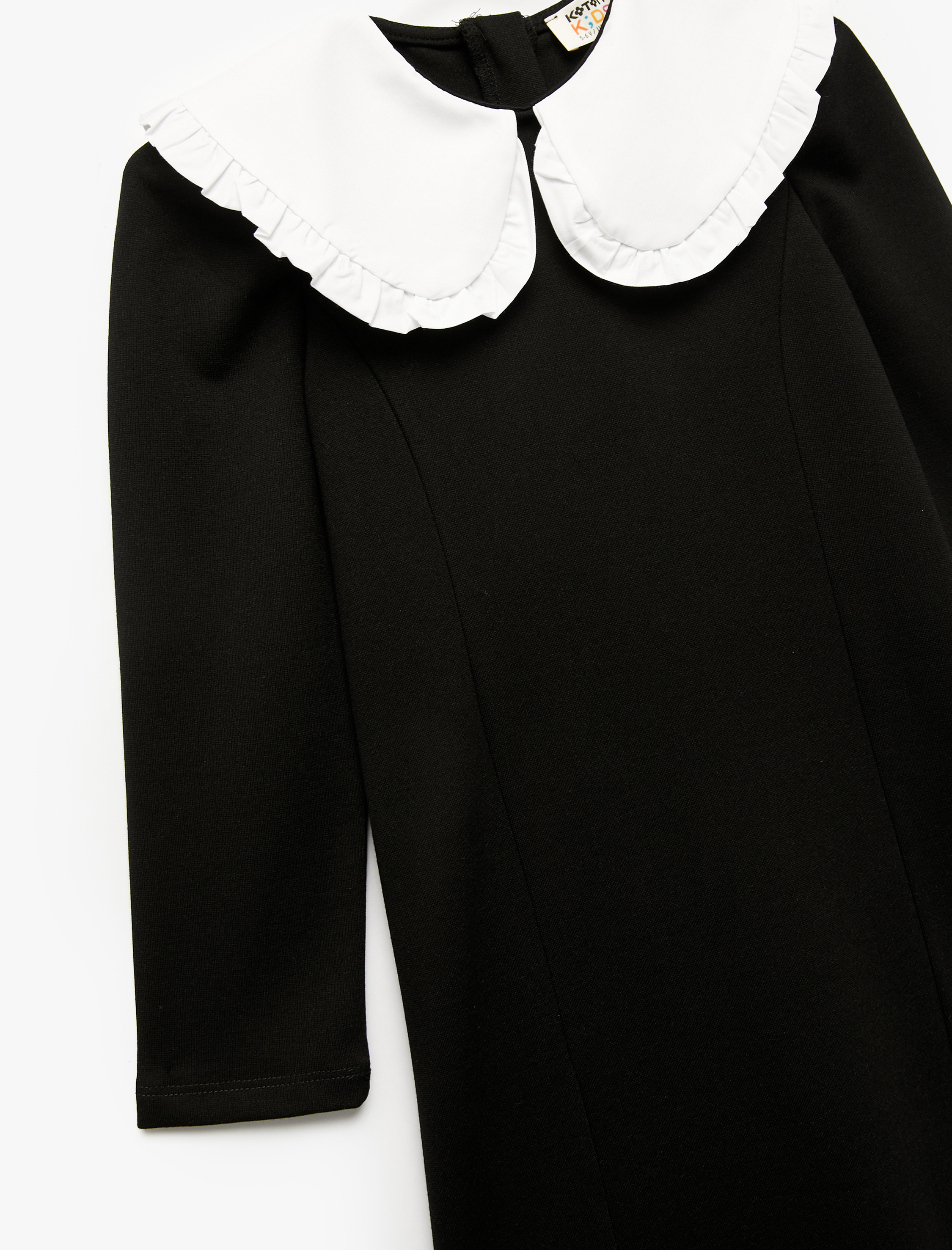 Kız Çocuk Uzun Kollu Viskon Karışımlı Bebe Yaka Okul Elbisesi