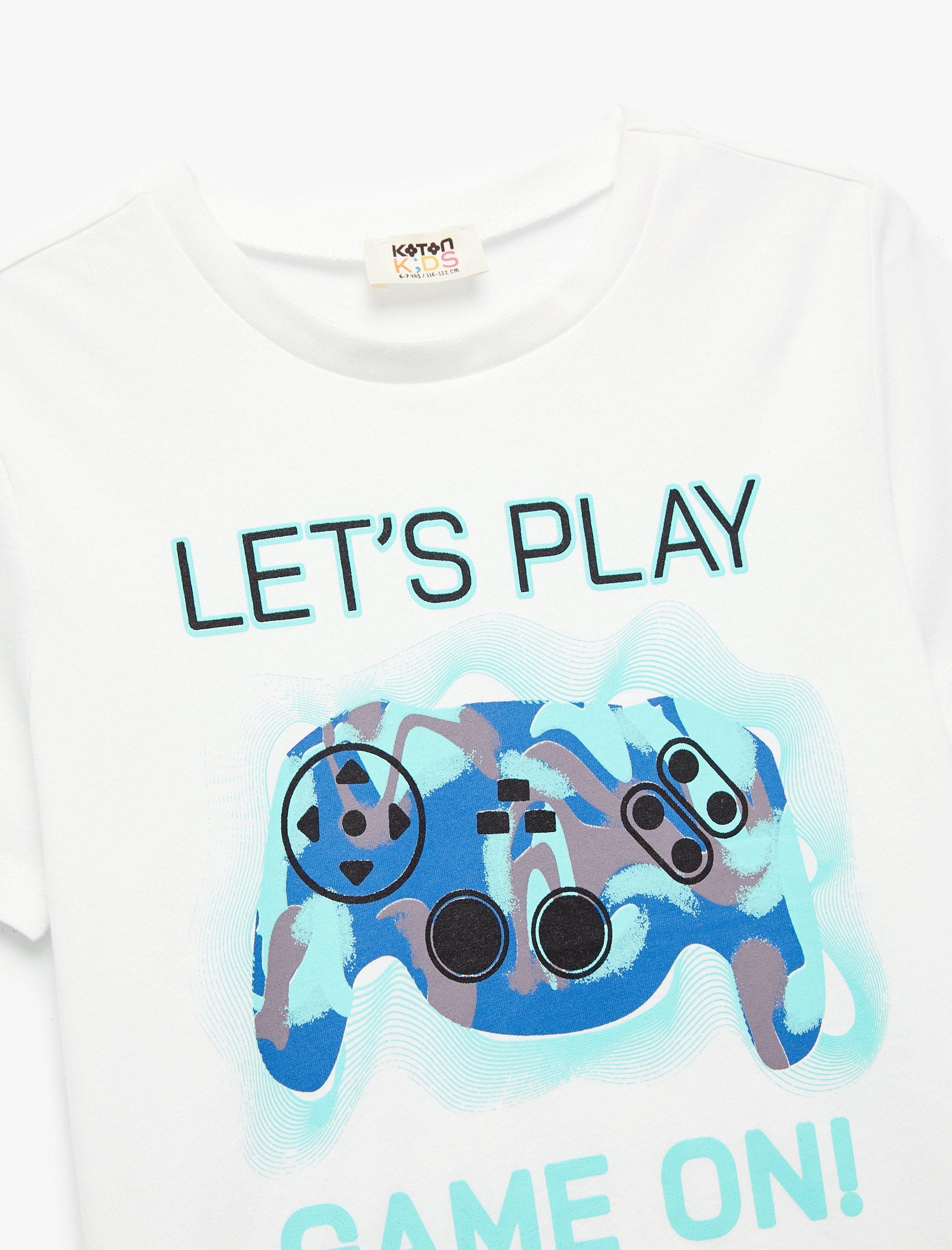  Erkek Çocuk Bisiklet Yaka Kısa Kollu Pamuklu Oyun Baskılı Tişört