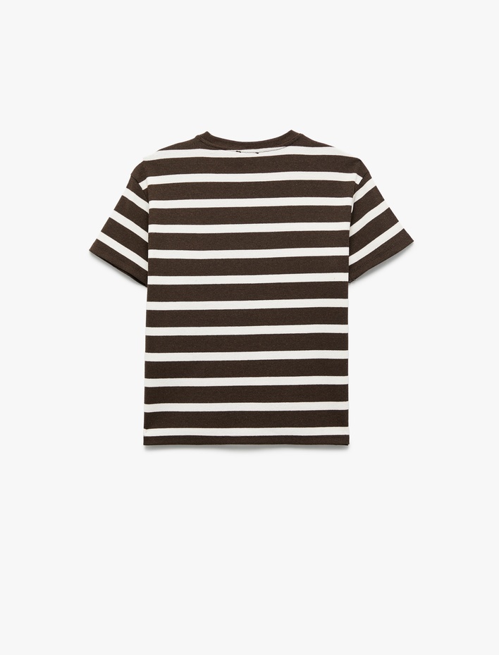 Erkek Çocuk Bisiklet Yaka Kısa Kollu Çizgili Tişört