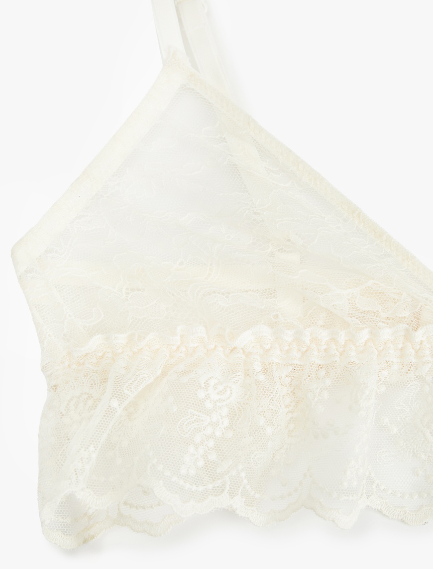   Transparan Balensiz Dolgusuz Dantelli Tül Bralet Sütyen