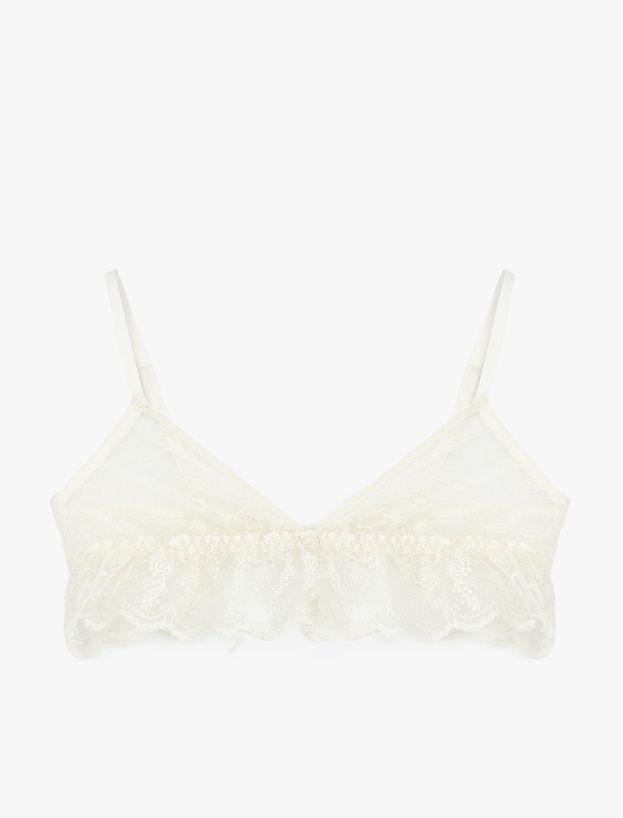 Transparan Balensiz Dolgusuz Dantelli Tül Bralet Sütyen_0