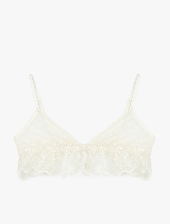  Transparan Balensiz Dolgusuz Dantelli Tül Bralet Sütyen