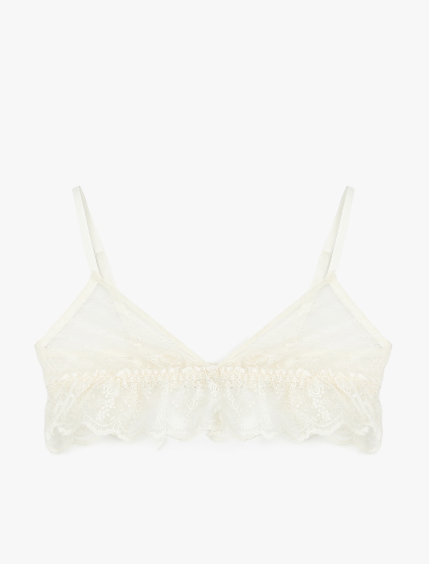   Transparan Balensiz Dolgusuz Dantelli Tül Bralet Sütyen
